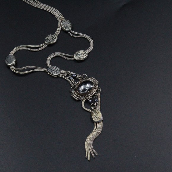 STERLING SILVER ETRUSCAN HEMATITE ANATOLI STYLE NECKLACE SET - Picture 8 of 16